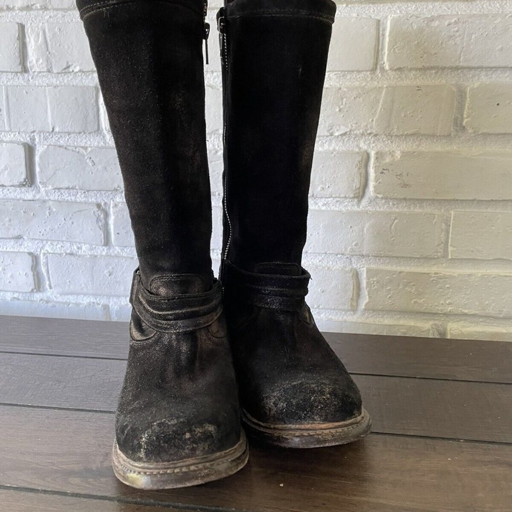 Bed STU Cobbler Series Distressed Black Suede Boots Women Shoes Sz 9.5
